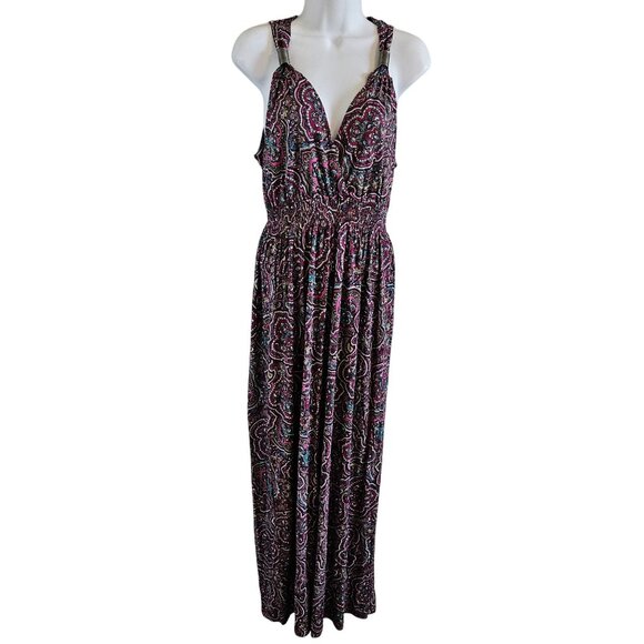 Lascana Woman Size 10 Halter Maxi Dress Elastic Smocked Waist Festival Hippie - Picture 1 of 8